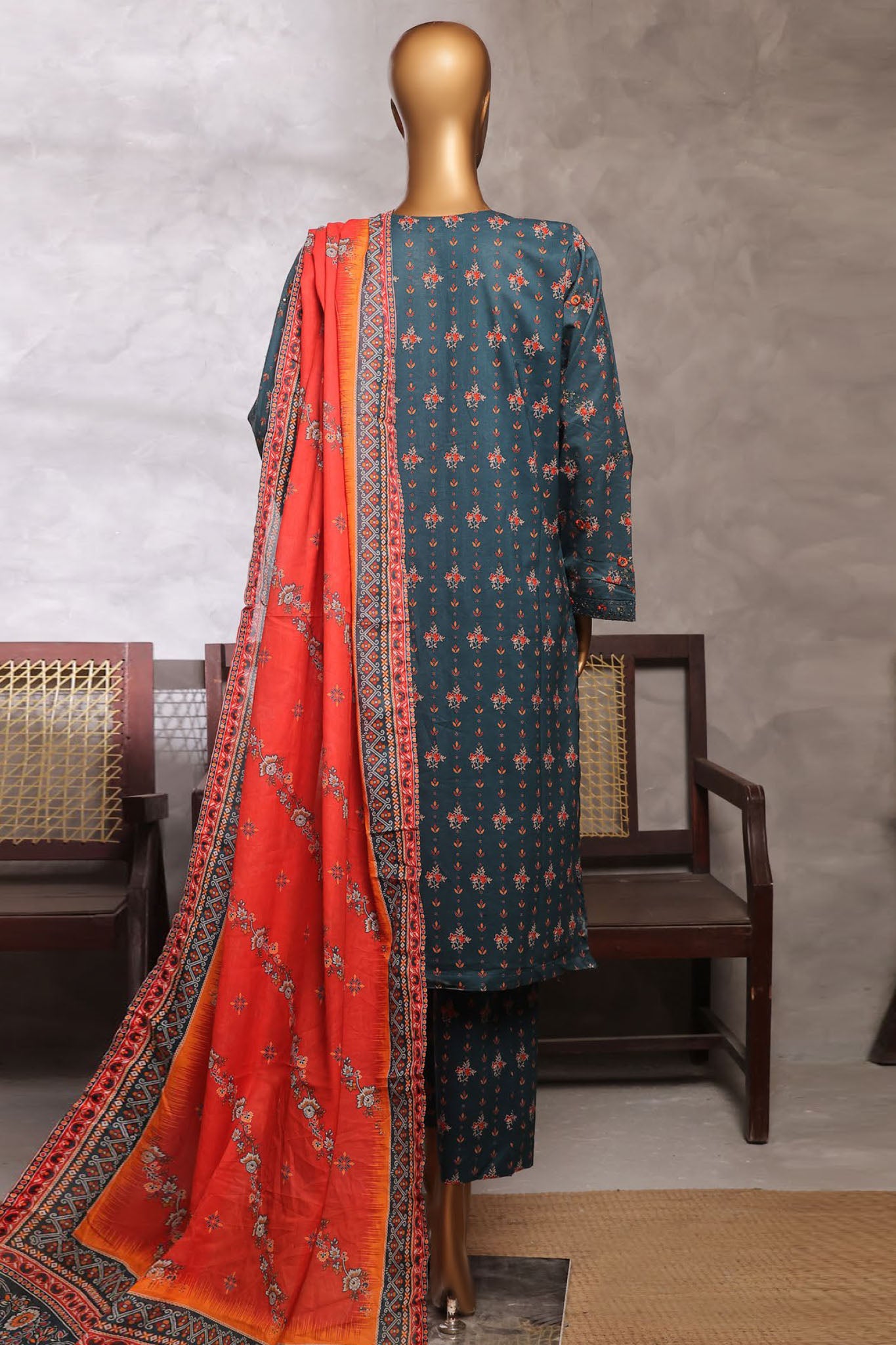 Bin Saeed Stitched 3 Piece Luxury Front Open Cutwork Vol-03 Collection'2025-SM-2161-Dark Green