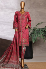 Bin Saeed Stitched 3 Piece Luxury Front Open Cutwork Vol-03 Collection'2025-SM-2162-Maroon