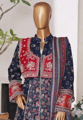 Bin Saeed Stitched 4 Piece Excusive Luxury Emb Frock Suit-SM-2566 BLUE