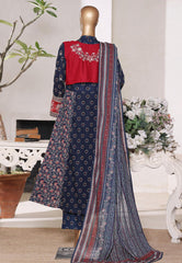 Bin Saeed Stitched 4 Piece Excusive Luxury Emb Frock Suit-SM-2566 BLUE