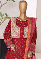 Bin Saeed Stitched 4 Piece Excusive Luxury Emb Frock Suit-SM-2567 MAROON