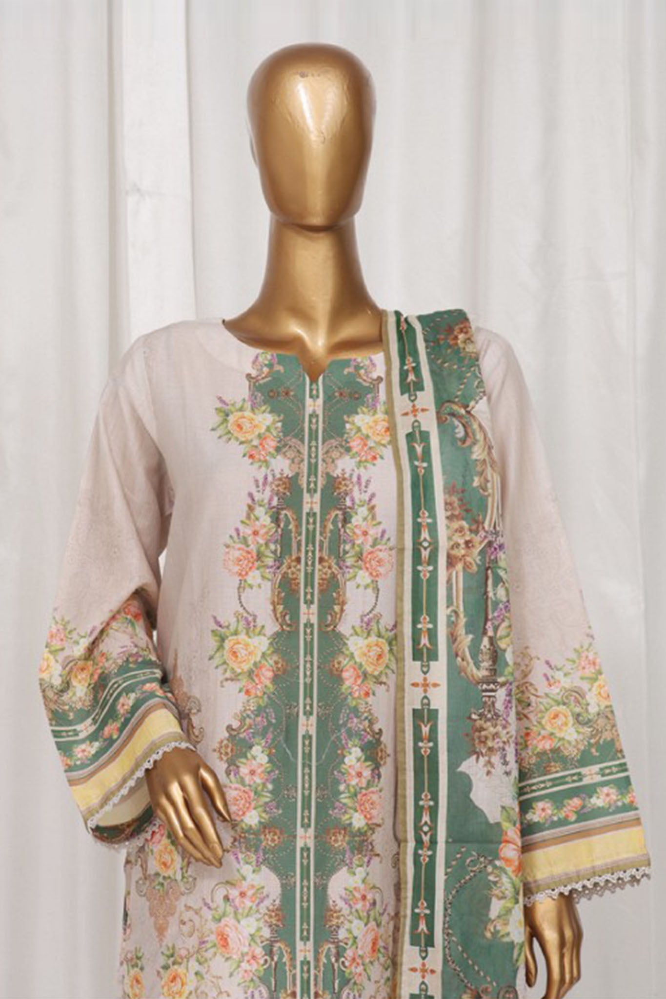 Bin Saeed Stitched 3 Piece Exclusive Printed Lawn Vol-01 Collection-SM-43-Skin