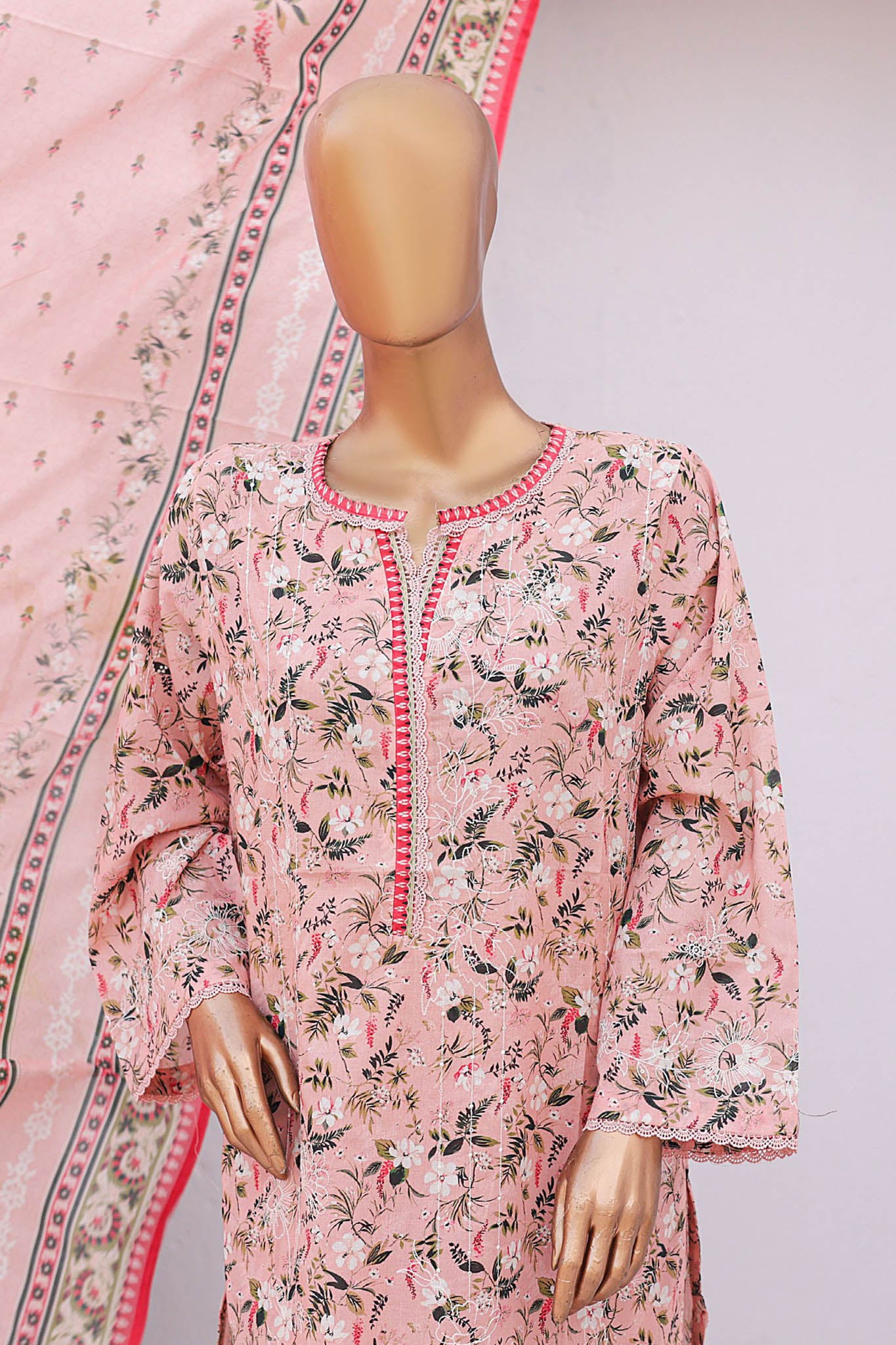 Tara Bagh By Bin Saeed Stitched 3 Piece Eid Lawn Collection'2024-SM-495-Pink