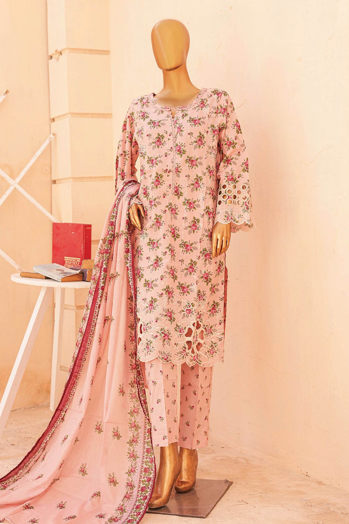 Tara Bagh By Bin Saeed Stitched 3 Piece Eid Lawn Collection'2024-SM-498-Pink