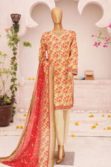 Bin Saeed Stitched 3 Piece Fancy Printed Lawn Collection'2024-SM-589-Yellow