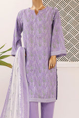 Bin Saeed Stitched 3 Piece Fancy Printed Lawn Collection'2024-SM-591-Purple