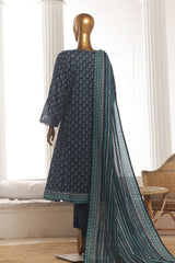 Bin Saeed Stitched 3 Piece Exclusive Lawn Frock Vol-01 Collection-SM-599-Navy Blue