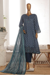 Bin Saeed Stitched 3 Piece Exclusive Lawn Frock Vol-01 Collection-SM-599-Navy Blue