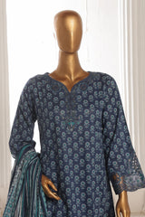 Bin Saeed Stitched 3 Piece Exclusive Lawn Frock Vol-01 Collection-SM-599-Navy Blue