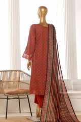 Bin Saeed Stitched 3 Piece Exclusive Lawn Frock Vol-01 Collection-SM-601-Maroon