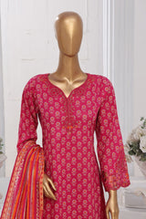 Bin Saeed Stitched 3 Piece Exclusive Lawn Frock Vol-01 Collection-SM-602-Magenta