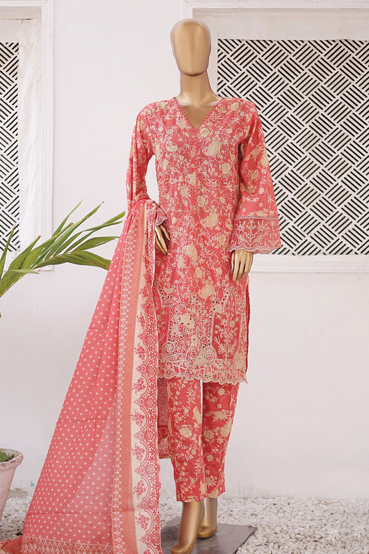 Chand bagh By Bin Saeed Stitched 3 Piece Emb Lawn Vol-03 Collection'2024-SM-604-Magenta