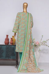 Bin Saeed Stitched 3 Piece Exclusive Printed Lawn Vol-02 Collection-SM-1384-Green