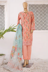 Chand bagh By Bin Saeed Stitched 3 Piece Emb Lawn Vol-03 Collection'2024-SM-608-Peach