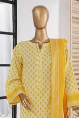 Bin Saeed Stitched 3 Piece Exclusive Printed Lawn Vol-02 Collection-SM-1392-Yellow