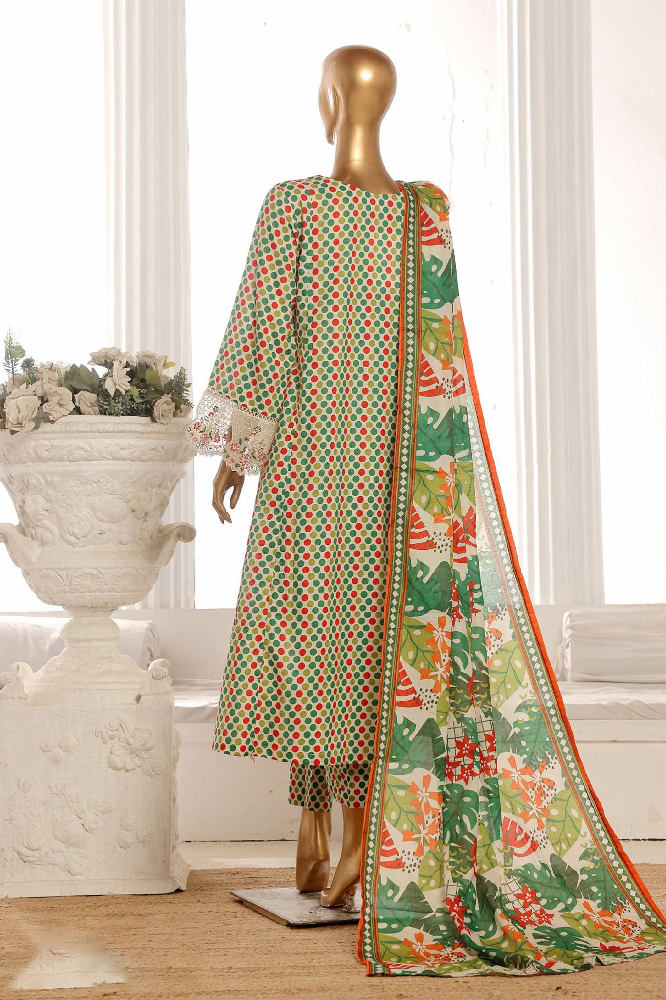 Bin Saeed Stitched 3 Piece Exclusive Lawn Frock Vol-01 Collection-SM-616-Multi