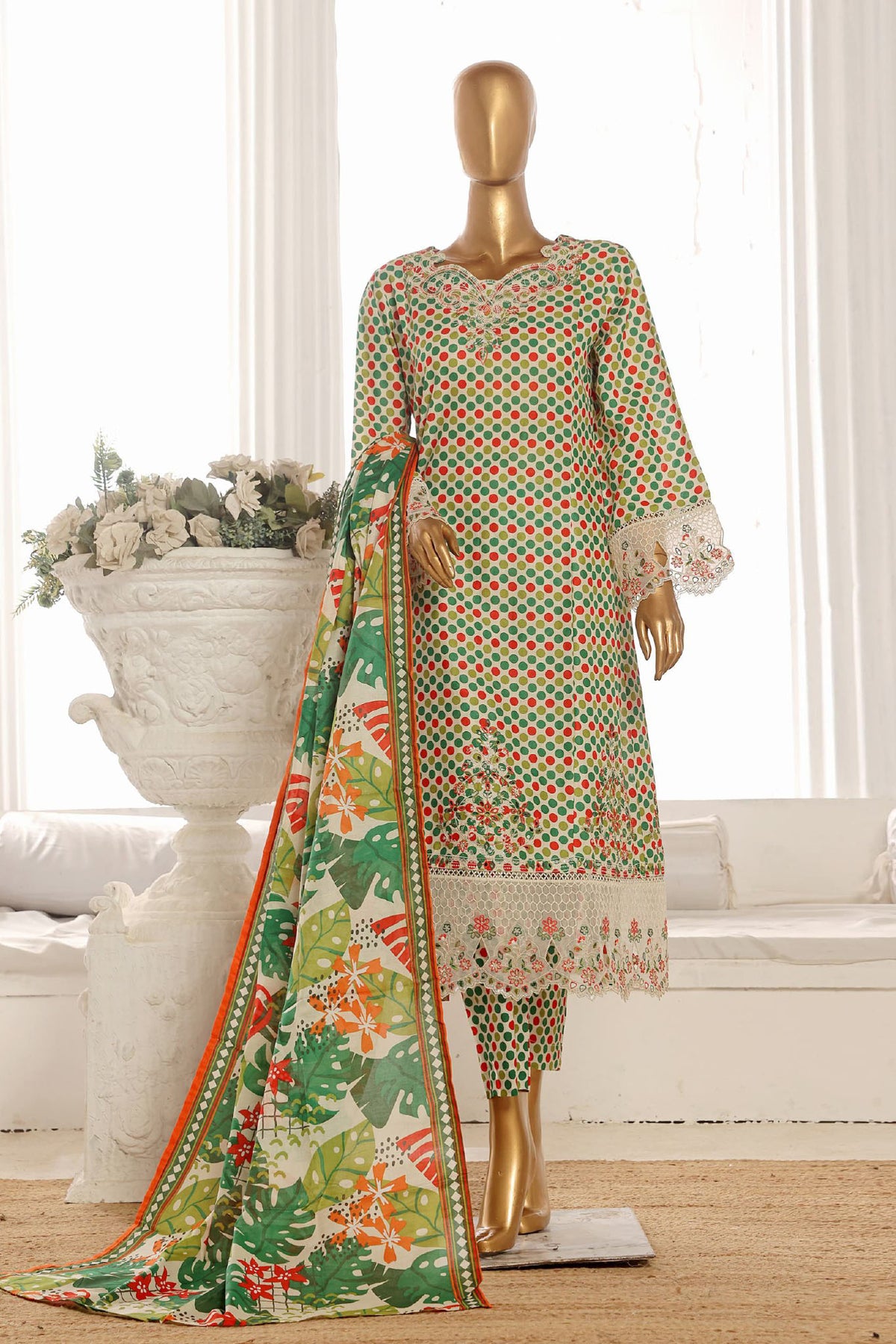 Bin Saeed Stitched 3 Piece Exclusive Lawn Frock Vol-01 Collection-SM-616-Multi