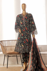 Bin Saeed Stitched 3 Piece Exclusive Lawn Frock Vol-01 Collection-SM-621-Black