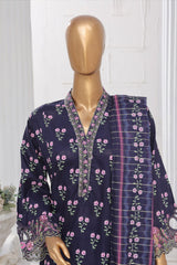 Bin Saeed Stitched 3 Piece Exclusive Lawn Frock Vol-01 Collection-SM-622-Navy Blue