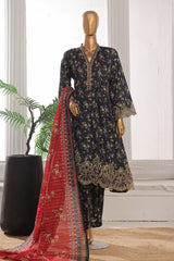 Bin Saeed Stitched 3 Piece Exclusive Lawn Frock Vol-01 Collection-SM-627-Black