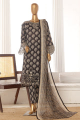 Bin Saeed Stitched 3 Piece Exclusive Lawn Frock Vol-01 Collection-SM-634-Grey