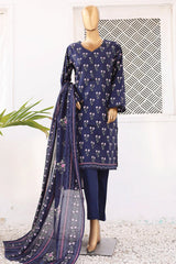 Bin Saeed Stitched 3 Piece Printed Lawn Vol-04 Collection'2024-SM-640-N Blue