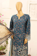 Bin Saeed Stitched 3 Piece Cutwork Emb Lawn Collection'2024-SM-661-N Blue