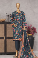 Bin Saeed Stitched 3 Piece Exclusive Printed Lawn Vol-01 Collection-SM-686-Dark Green