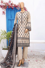 Bin Saeed Stitched 3 Piece Printed Lawn Vol-08 Collection'2024-SM-745-Off White