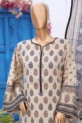 Bin Saeed Stitched 3 Piece Printed Lawn Vol-08 Collection'2024-SM-745-Off White