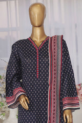 Bin Saeed Stitched 3 Piece Exclusive Printed Lawn Vol-02 Collection-SM-1415-Navy Blue