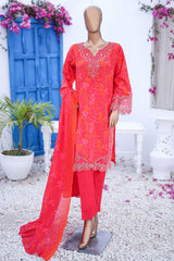 Bin Saeed Stitched 3 Piece Cutworkari Emb Lawn Vol-04 Collection'2024-SM-755-Red