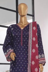 Bin Saeed Stitched 3 Piece Exclusive Printed Lawn Vol-01 Collection-SM-1424-Navy Blue