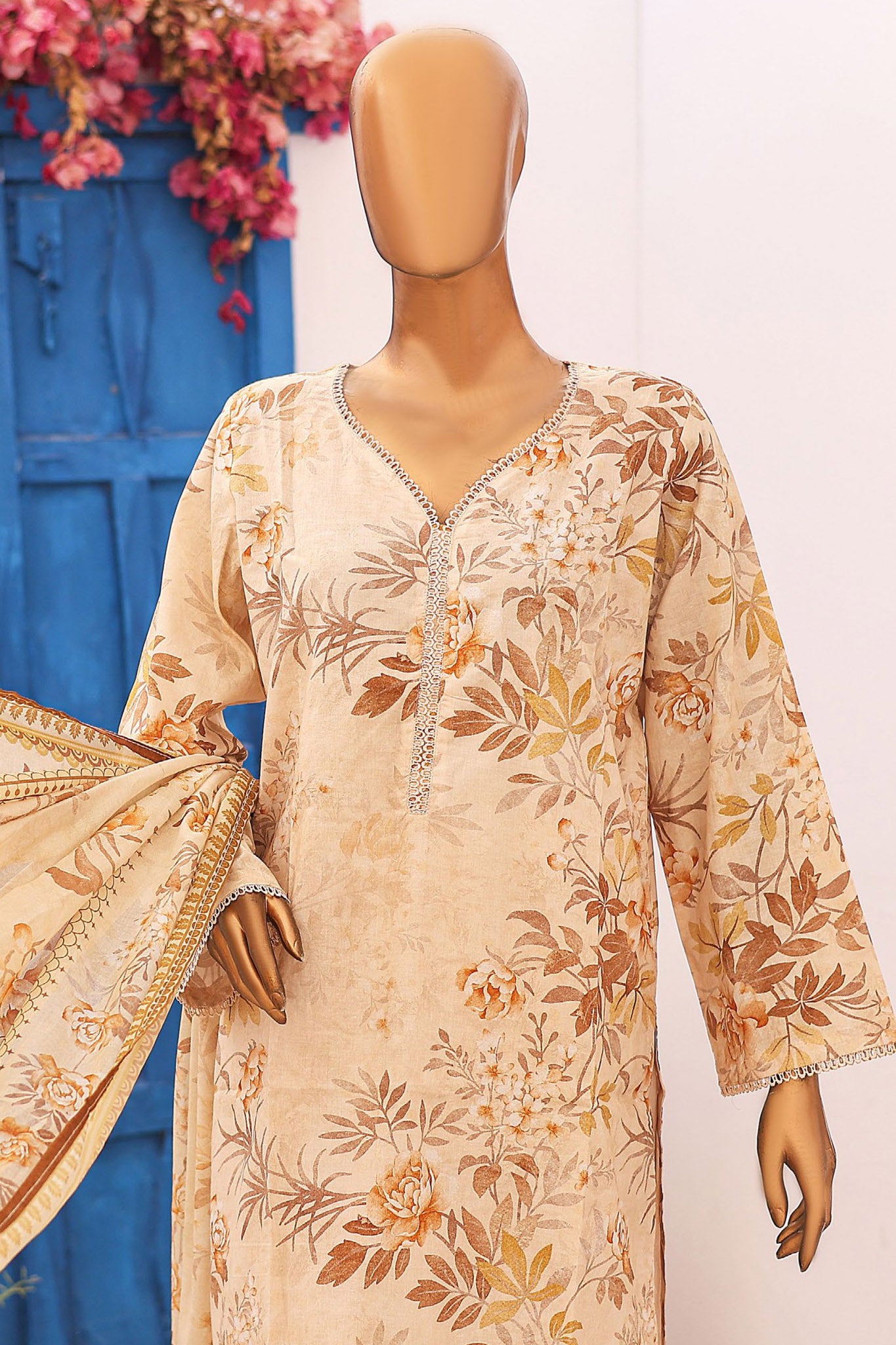 Bin Saeed Stitched 3 Piece Printed Lawn Vol-09 Collection'2024-SM-776-Skin