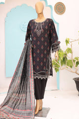 Bin Saeed Stitched 3 Piece Cutworkari Emb Lawn Collection'2024-SM-794-Black