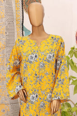 Bin Saeed Stitched 3 Piece Printed Lawn Vol-10 Collection'2024-SM-801-Yellow