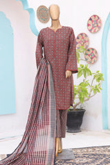 Bin Saeed Stitched 3 Piece Printed Lawn Vol-10 Collection'2024-SM-804-Rust