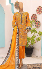 Bin Saeed Stitched 3 Piece Emb Lawnkari & Cutwork Kari Collection'2024-SM-848-Mustard