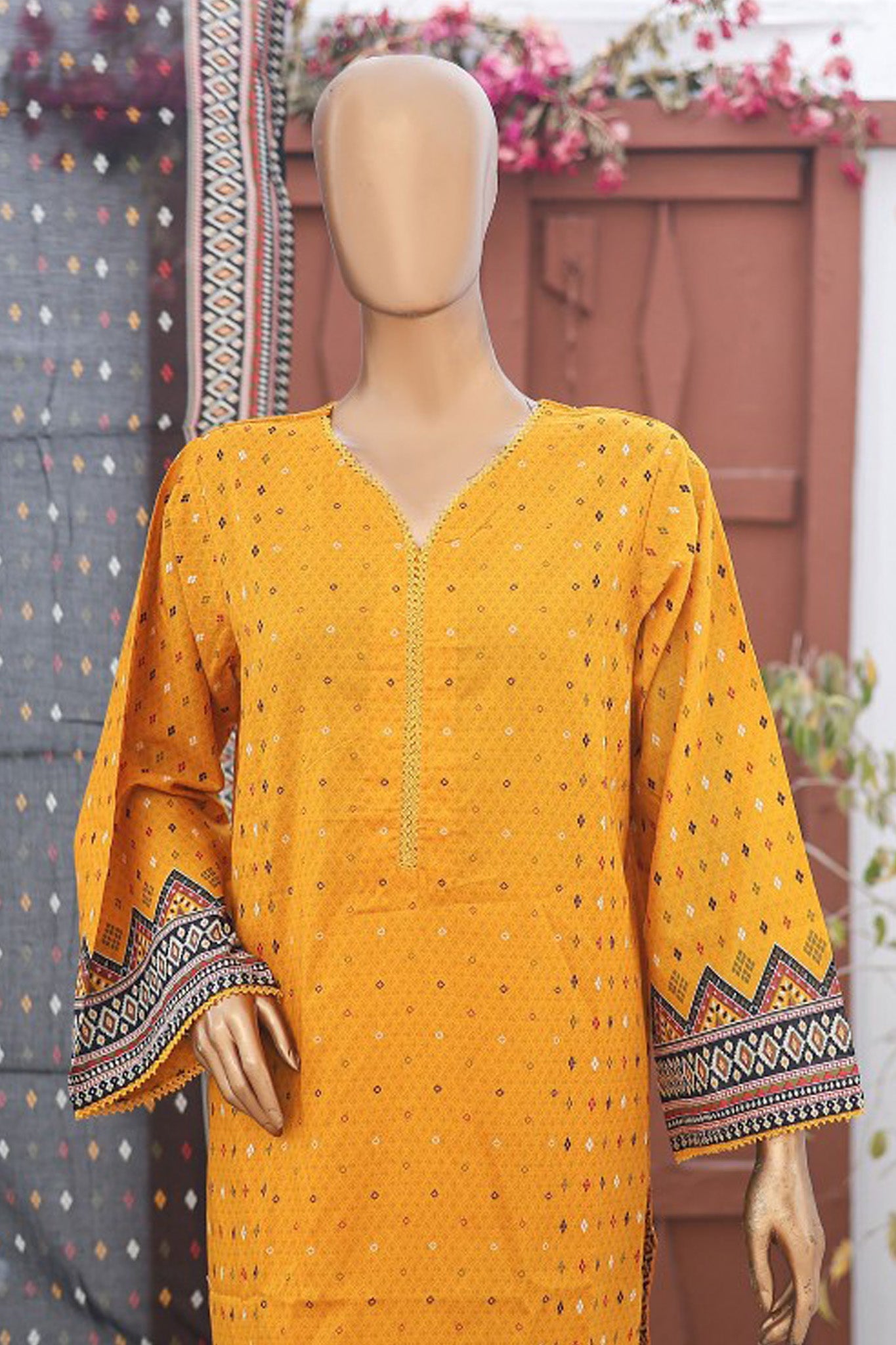 Bin Saeed Stitched 3 Piece Printed Lawn Vol-15 Collection'2024-SM-903-Mustard