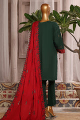 Bin Saeed Stitched 3 Piece Luxury Emb Karandi Vol-02 Collection'2024-SMB-1049-Dark Green