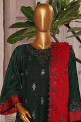 Bin Saeed Stitched 3 Piece Luxury Emb Karandi Vol-02 Collection'2024-SMB-1049-Dark Green