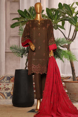 Bin Saeed Stitched 3 Piece Luxury Emb Karandi Vol-02 Collection'2024-SMB-1052-Mehndi