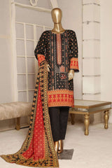 Affifa by Bin Saeed Stitched 3 Piece Embroidered Lawn Vol-04 Collection'2023-SMFL-09-Black