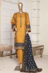 Affifa by Bin Saeed Stitched 3 Piece Embroidered Lawn Vol-04 Collection'2023-SMLF-001-Yellow