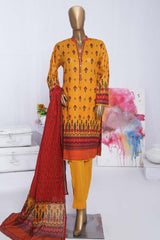 Bin Saeed Stitched 3 Piece Printed Lawn Collection'2023-SMLF-007-Yellow