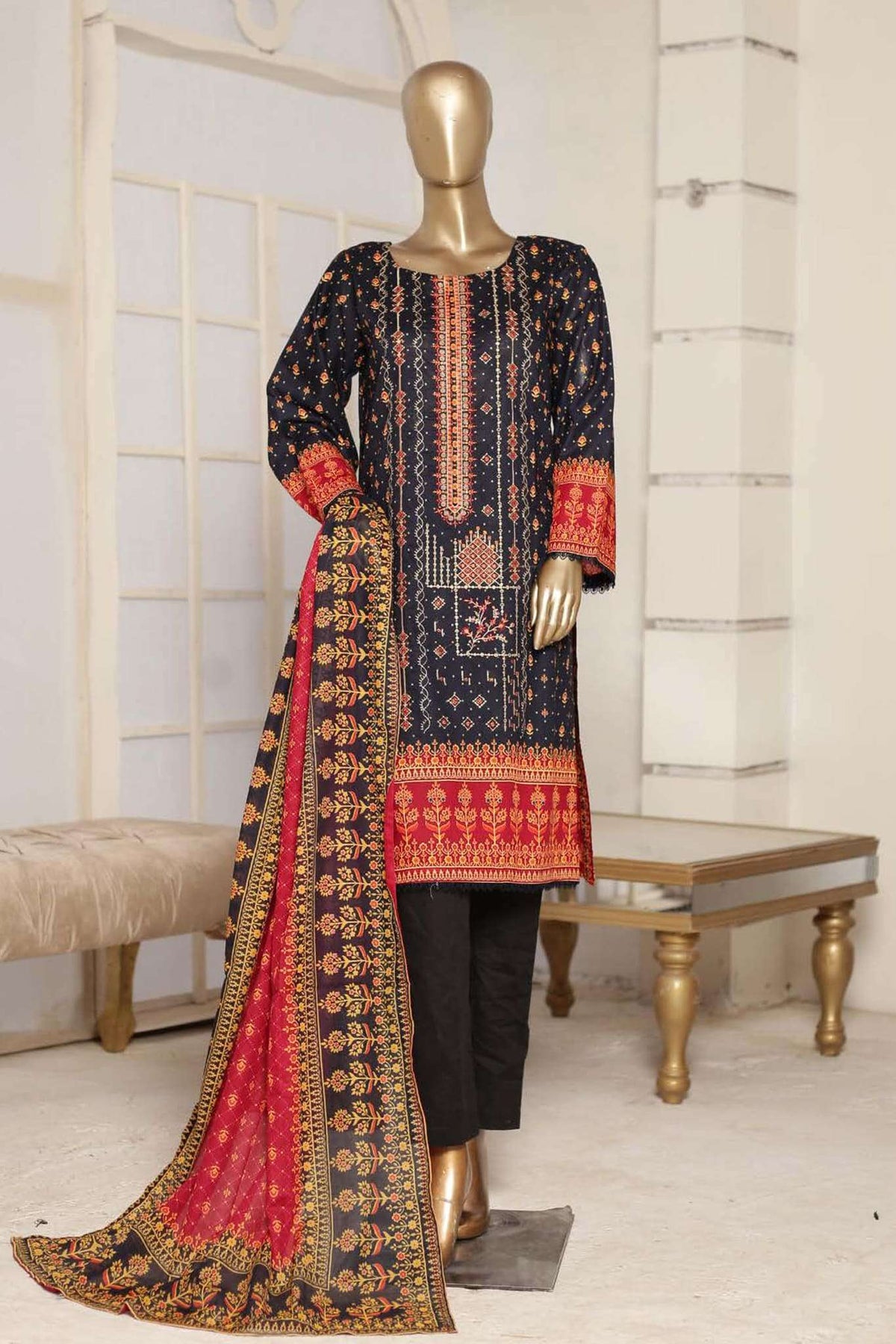 Affifa by Bin Saeed Stitched 3 Piece Embroidered Lawn Vol-04 Collection'2023-SMLF-008