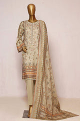 Bin Saeed Stitched 3 Piece Embroidered Lawn Collection'2023-SMLF-0129-Skin