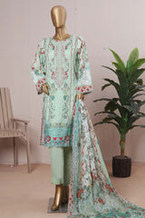 Bin Saeed Stitched 3 Piece Festive Embroidered Lawn Collection'2023-SMLF-059-Pista