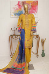 Bin Saeed Stitched 3 Piece Embroidered Lawn Collection'2023-SMLF-119-Yellow