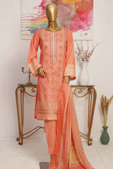 Bin Saeed Stitched 3 Piece Embroidered Lawn Collection'2023-SMLF-131-Peach